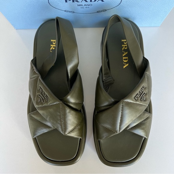 Prada Platform Slingback Sandal in Olive Green - Picture 7 of 11